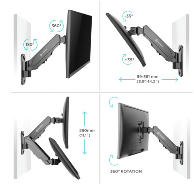 Кронштейн НАСТЕННЫЙ для монитора ONKRON G120 BLACK
